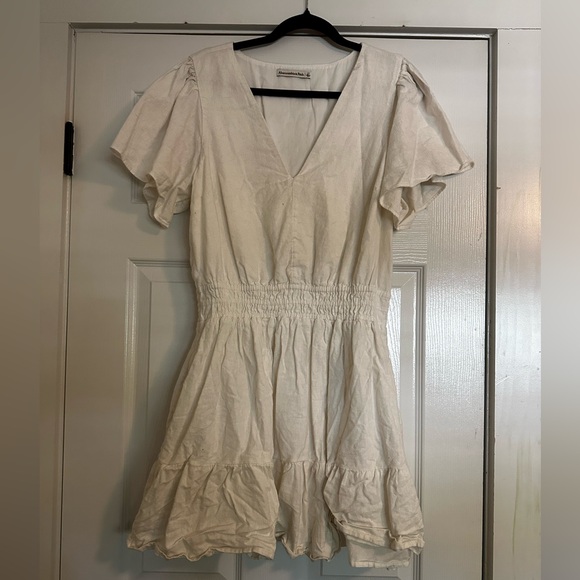 Abercrombie LINEN EASY WAIST TIERED MINI DRESS - Picture 6 of 6